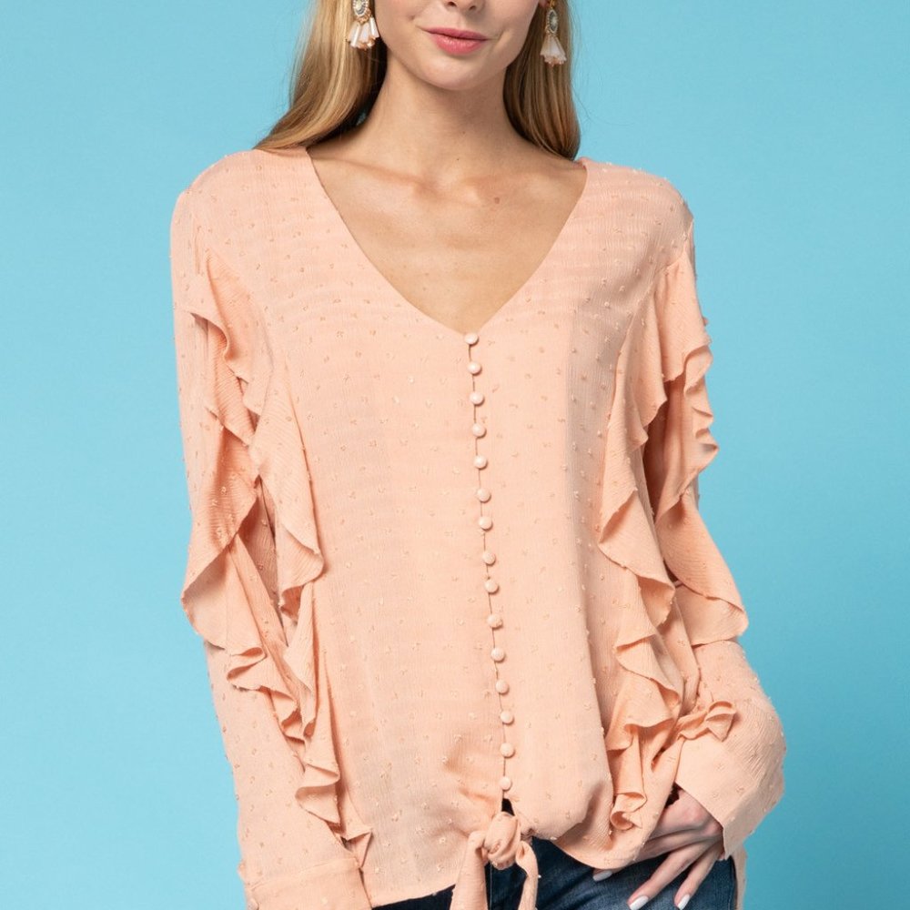 Swiss Dot Ruffle Blouse NWT